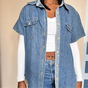 Vintage 90s skater denim button down top